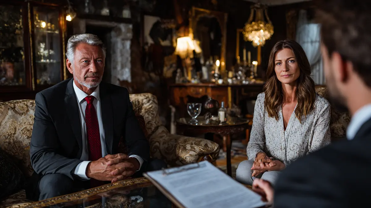 Realtor consults with heirs/new homeowners in an inherited property to sign a listing agreement.